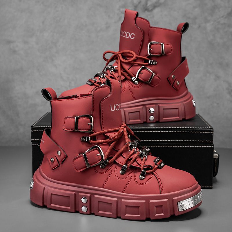 Men Shoes Red - Original Brand Boots for Man Punk