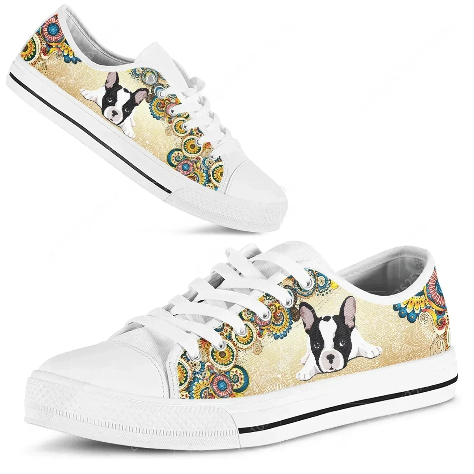 Men Shoes Red - Red Boston Terrier Print Shoes Women's