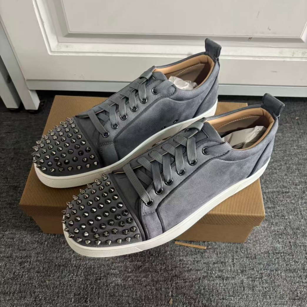 Gray Flannel Leather Red Sole  - đánh giá và giá Men Shoes Red