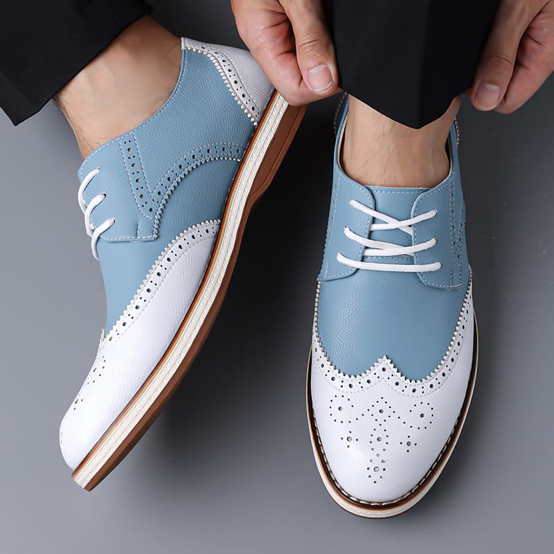 Mens White Blue Two Tone Brogu - đánh giá và giá Men'S Shoes Hush Puppies