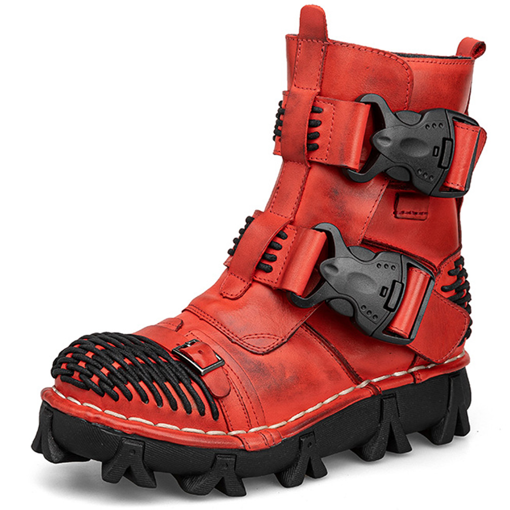 Men's Genuine Leather Motorcyc - đánh giá và giá Men Shoes Red