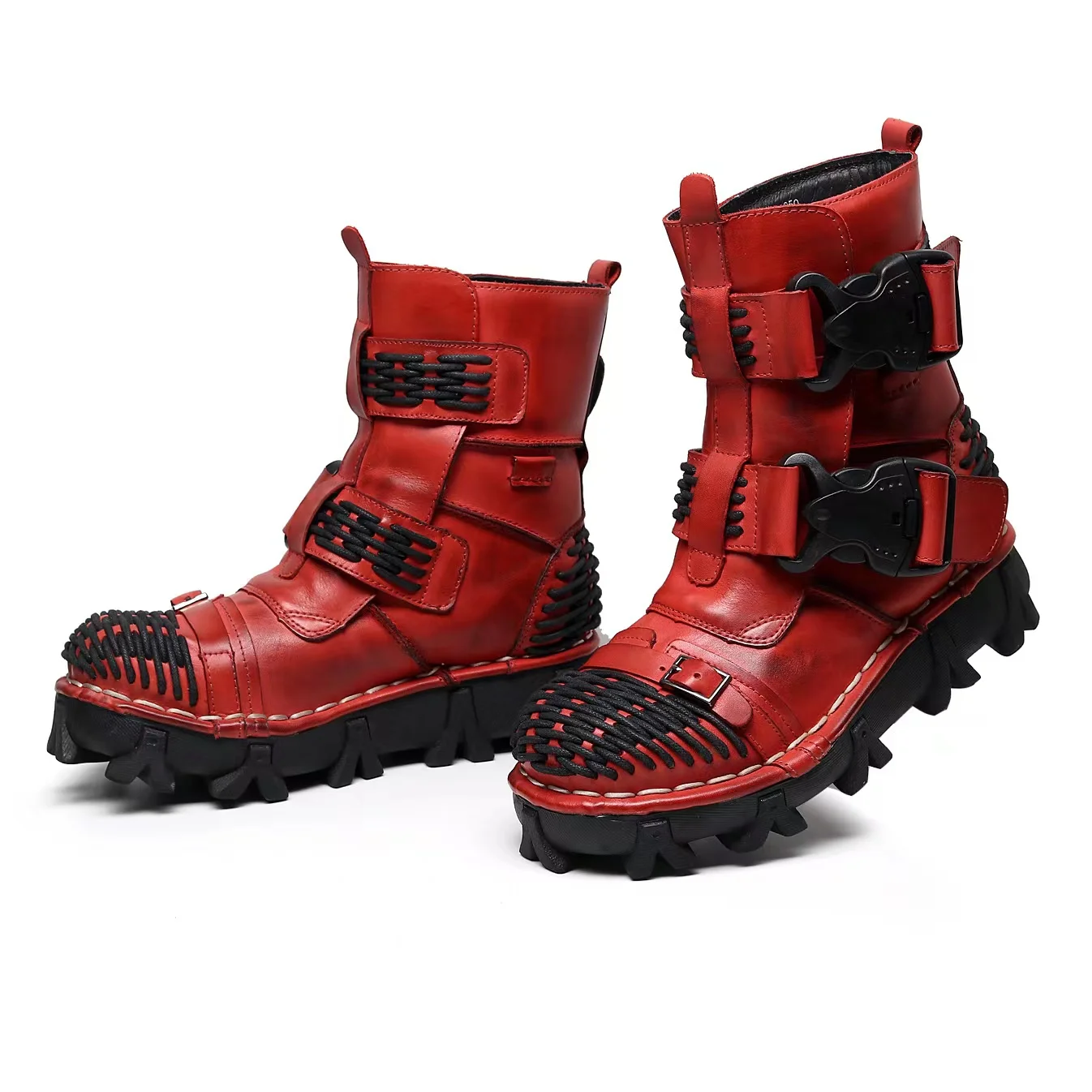 Men's Genuine Leather Motorcyc - đánh giá và giá Men Shoes Red