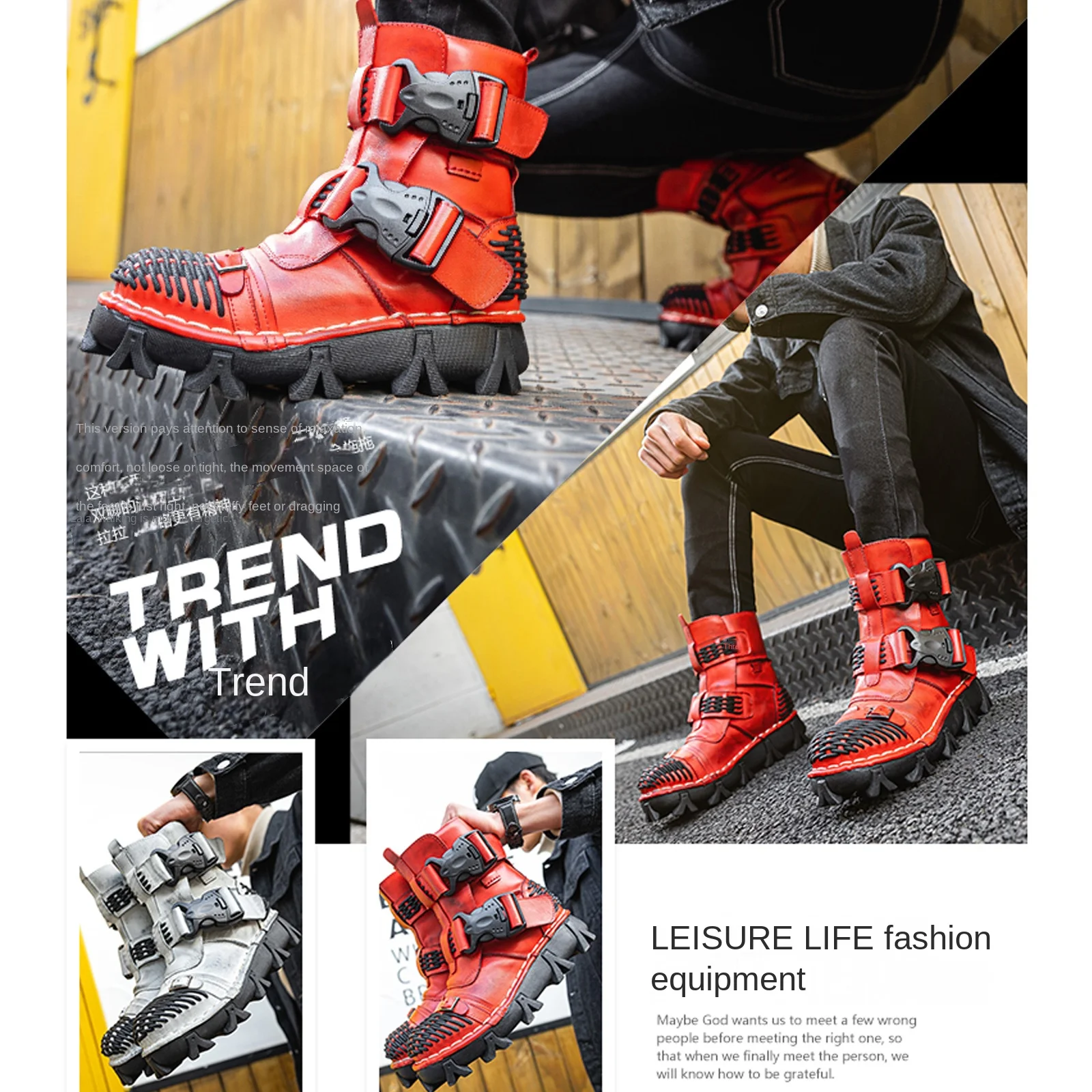 Men's Genuine Leather Motorcyc - đánh giá và giá Men Shoes Red