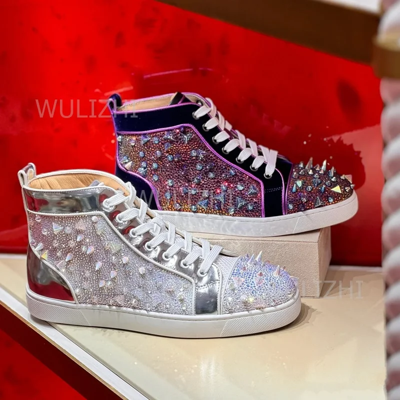Dark Purple Crystal Rivet Men  - đánh giá và giá Men Shoes Red