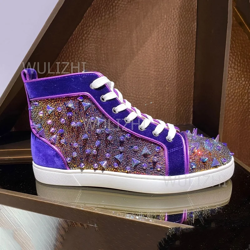 Dark Purple Crystal Rivet Men  - đánh giá và giá Men Shoes Red