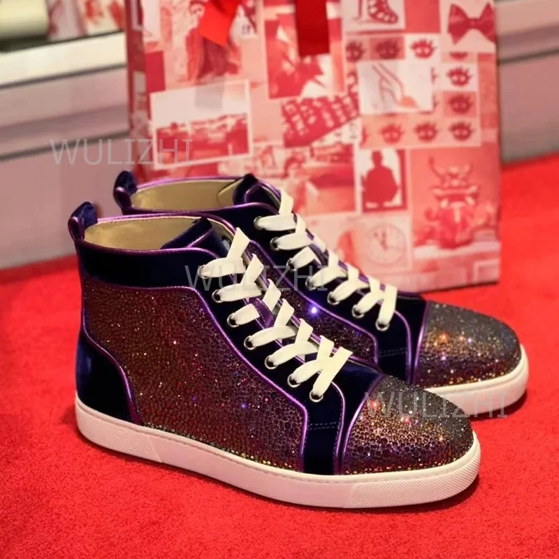 Dark Purple Crystal Rivet Men  - đánh giá và giá Men Shoes Red