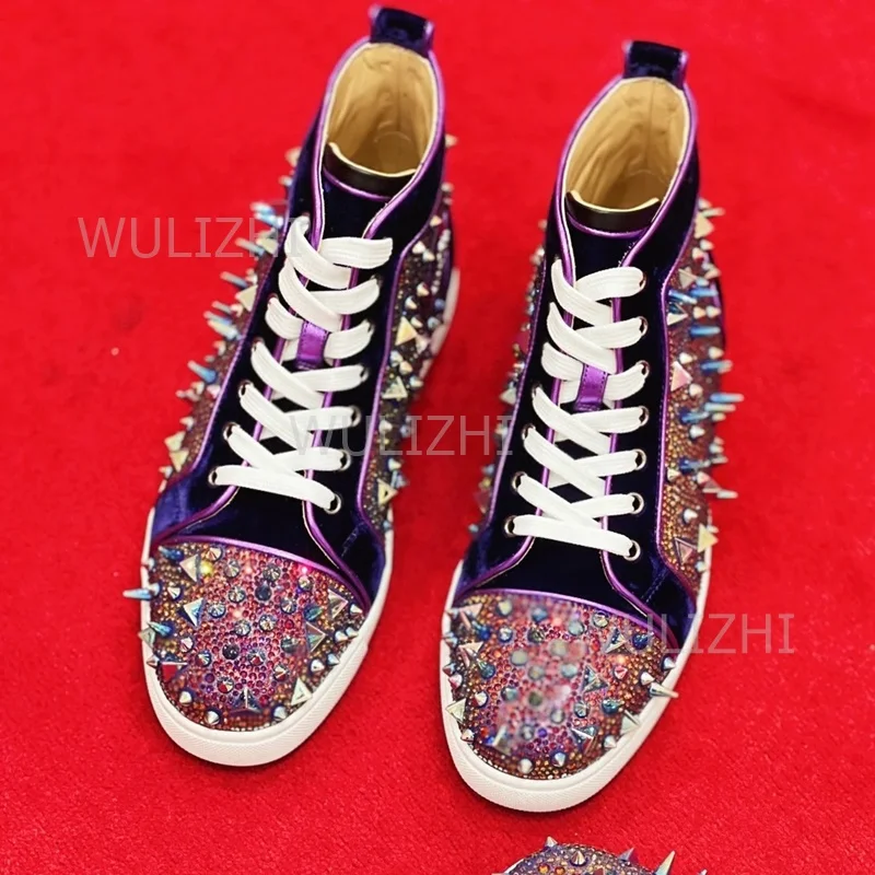Dark Purple Crystal Rivet Men  - đánh giá và giá Men Shoes Red